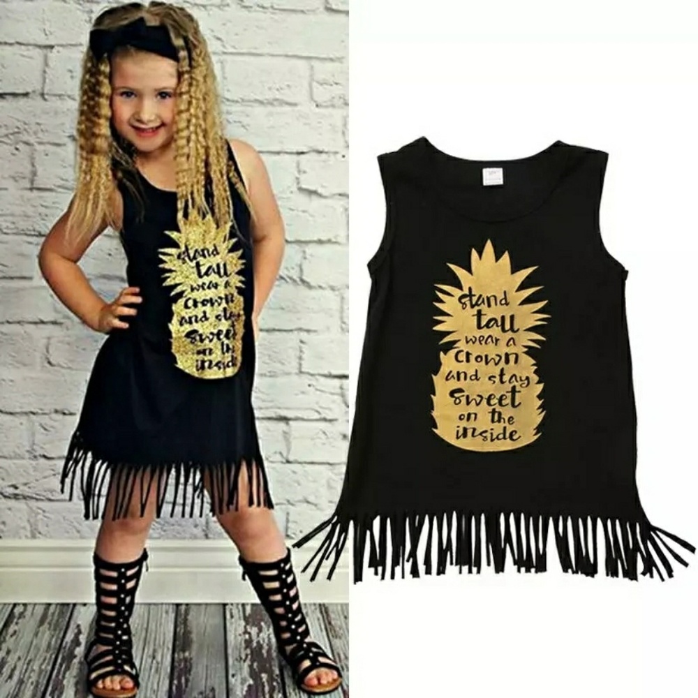 (HP❤)oddler Girl Sleeveless Boho Tassel Dress